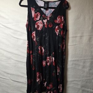 Floral Black and Red Mini Dress